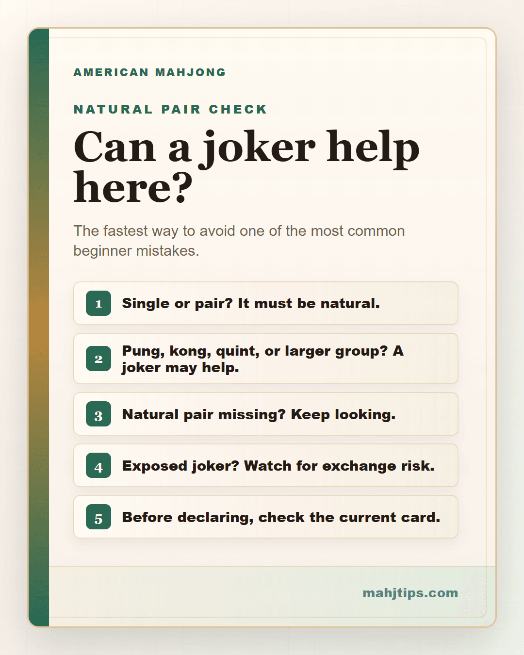Can a joker help here? MahjTips strategy card